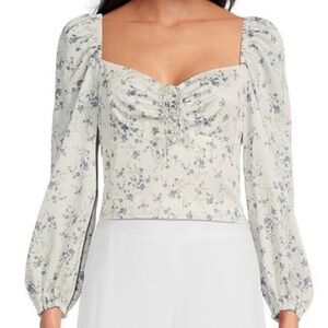 NWT GIANNI BINI teagon floral reformation style Floral Puff Sleeve Blouse